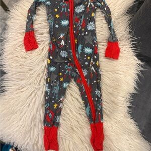 Little Sleepies Superhero Footie Pajama - Red and Gray